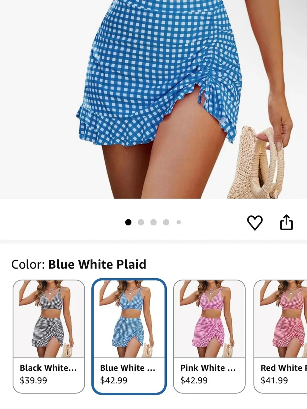 Blue Gingham 2 piece bathing suit new with tags- Women size medium